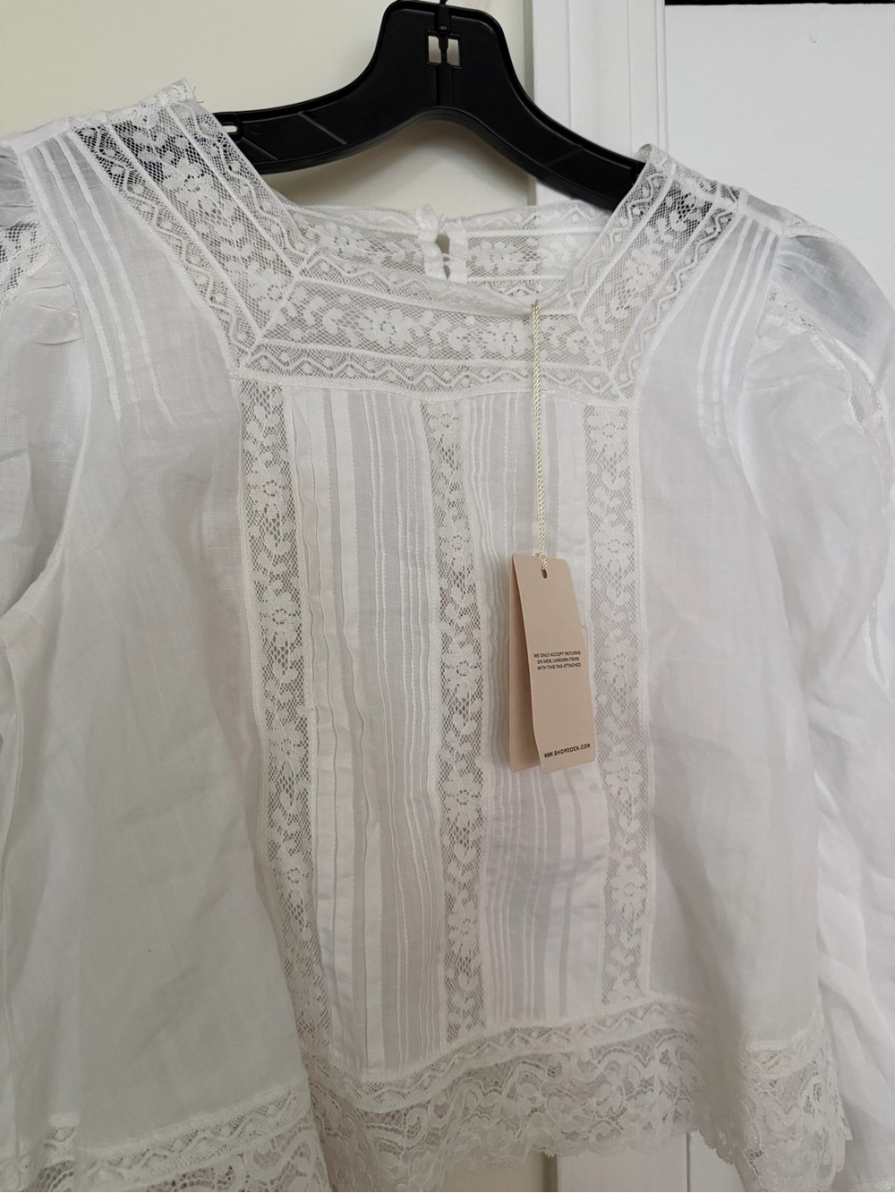 Doen Salt Lace-Trimmed Pintuck Peasant Blouse - Picture 6 of 8
